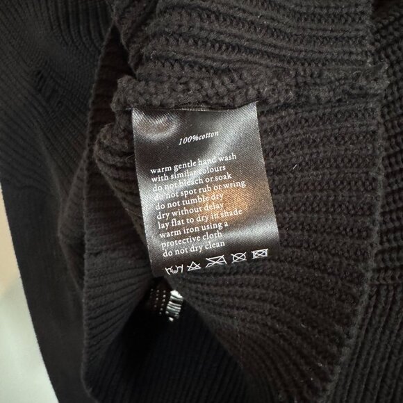 Ksubi Black Destroy Crop Sweater Rib-Knit Cutout Crewneck Distressed Size XS - Picture 7 of 8